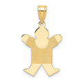 14k The Kids Solid Satin Small Boy Engravable Joy Charm, 25 x 14 mm