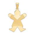 14k The Kids Solid Satin Medium Girl Engravable Joy Charm, 30 x 20 mm