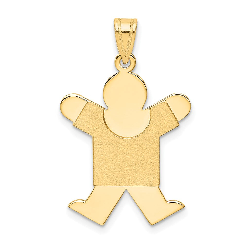 14k The Kids Solid Satin Medium Boy Engravable Joy Charm, 30 x 20 mm