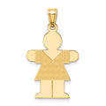 14k The Kids Solid Satin Medium Girl Engravable Hugs Charm, 30 x 18 mm