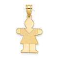 14k The Kids Solid Satin Small Girl Engravable Hugs Charm, 25 x 15 mm