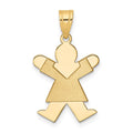 14k The Kids Solid Satin Small Girl Engravable Joy Charm, 25 x 15 mm