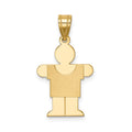 14k The Kids Solid Satin Small Boy Engravable Hugs Charm, 25 x 15 mm