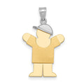 14k Two-tone The Kids Small Boy with Hat on Right Engravable Love Charm, 25 x 19 mm