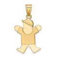 14k The Kids Solid Engravable Small Boy with Hat on Right Joy Charm, 25 x 15 mm