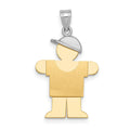 14k Two-tone The Kids Small Boy with Hat on Right Engravable Hugs Charm, 26 x 14 mm
