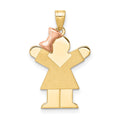 14k Two-tone The Kids Small Girl with Bow on Left Engravable Love Charm, 25 x 15 mm, 1.47 g - ID5S9XK2138L7