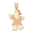 14k Two-tone The Kids Small Girl with Bow on Right Engravable Kiss Charm, 25 x 15 mm, 1.43 g