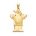 14k The Kids Puffed Boy with Hat on Right Engravable Love Charm, 30 x 19 mm