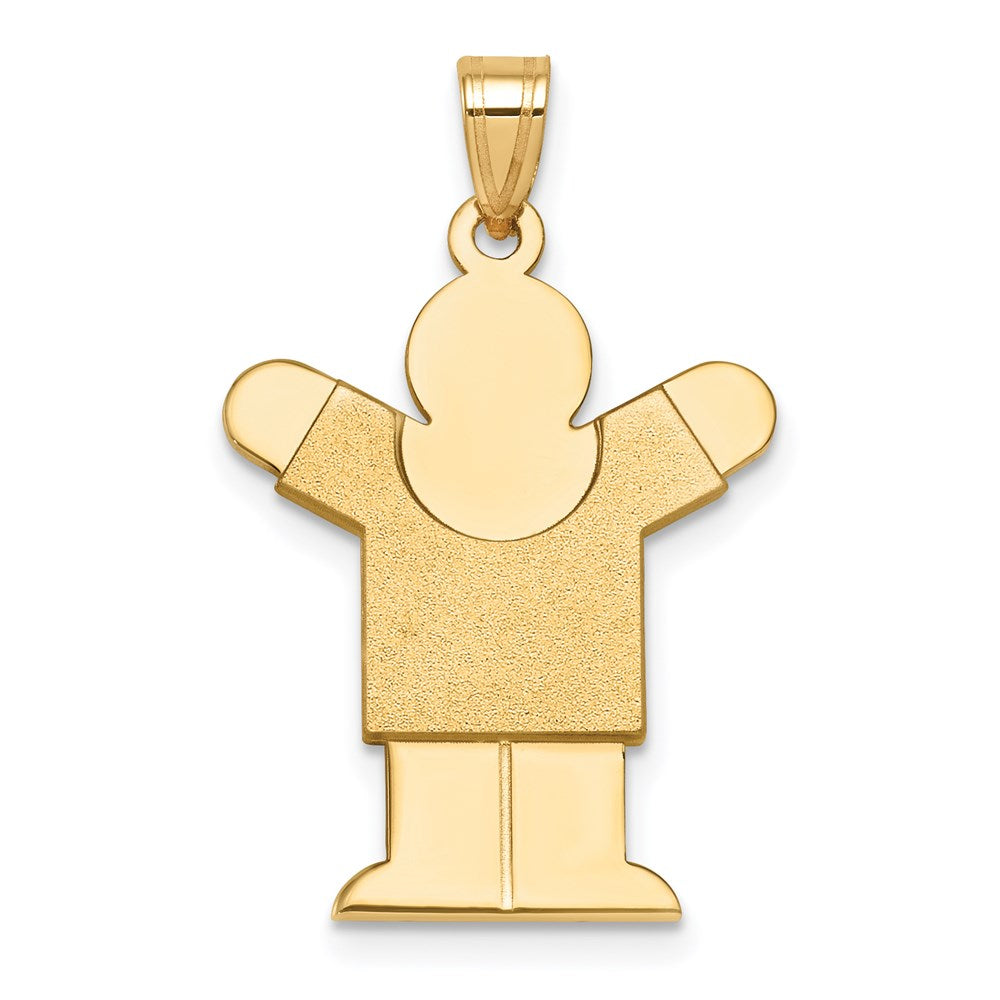 14k The Kids Solid Satin Medium Boy Engravable Love Charm, 35 x 20 mm