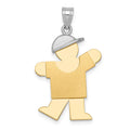 14k Two-tone The Kids Medium Boy with Hat on Left Engravable Kiss Charm, 30 x 19 mm