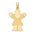 14k The Kids Solid Satin Medium Girl Engravable Love Charm, 35 x 20 mm