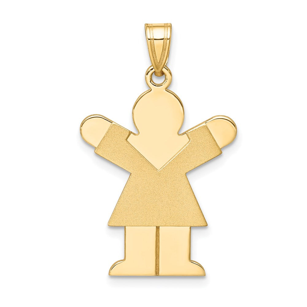 14k The Kids Solid Satin Medium Girl Engravable Love Charm, 35 x 20 mm