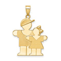 14k The Kids Big Boy and Little Girl Engravable Hugs Charm, 30 x 20 mm