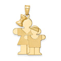 14k The Kids Big Girl and Little Boy Engravable Hugs Charm, 30 x 20 mm