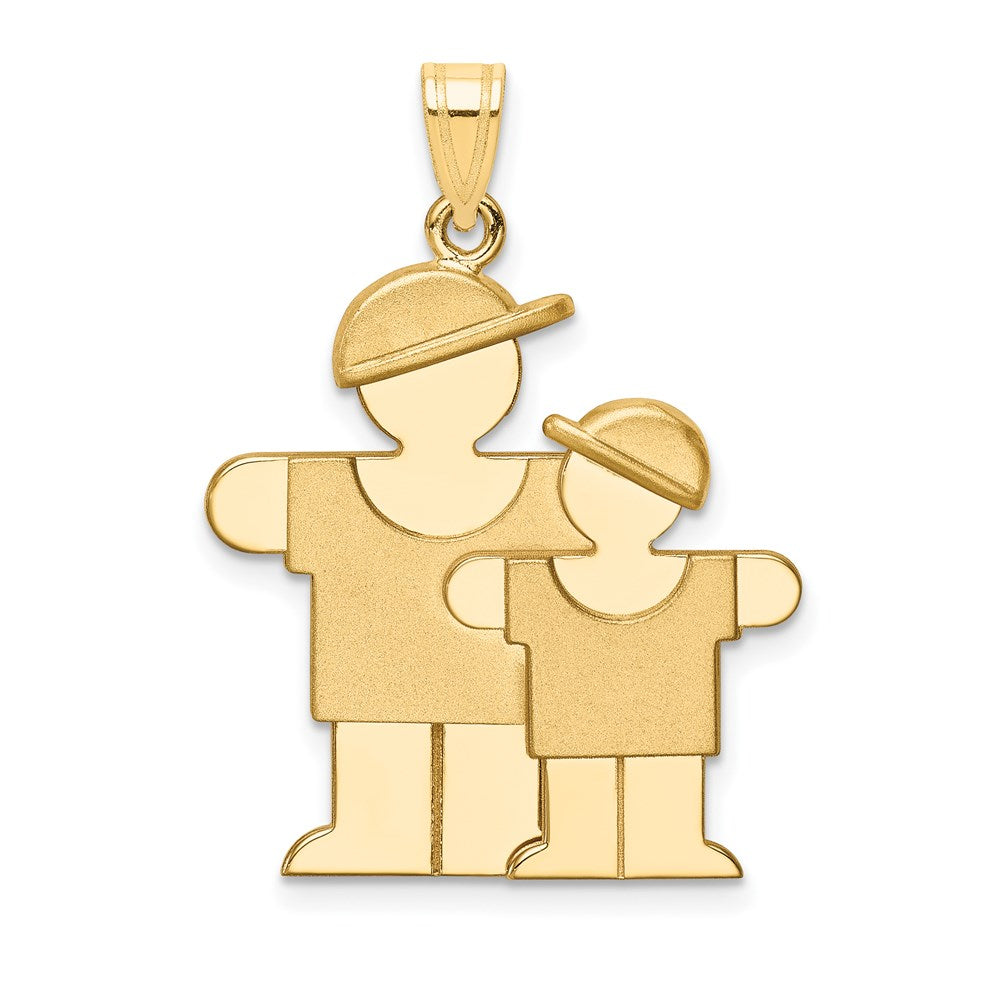 14k The Kids Big Boy and Little Boy Engravable Hugs Charm, 30 x 22 mm