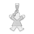 14k White Gold The Kids Small Girl with Bow on Left Engravable Joy Charm, 25 x 15 mm