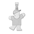 14k White Gold The Kids Medium Boy with Hat on Left Engravable Kiss Charm, 30 x 17 mm