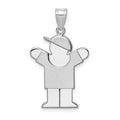 14k White Gold The Kids Medium Boy with Hat on Right Engravable Love Charm, 30 x 20 mm