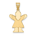 14k The Kids Solid Satin Small Girl with Ruffles Engravable Love Charm, 25 x 15 mm