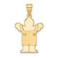 14k The Kids Solid Satin Small Boy in Overalls Engravable Love Charm, 25 x 15 mm