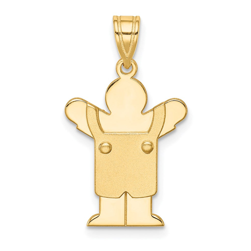 14k The Kids Solid Satin Small Boy in Overalls Engravable Love Charm, 25 x 15 mm
