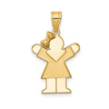 14k The Kids Solid Engravable Small Girl with Bow on Left Love Charm, 30 x 15 mm