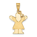 14k The Kids Solid Engravable Small Girl with Ruffles and Bow on Right Love Charm, 30 x 15 mm