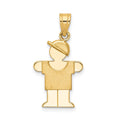 14k The Kids Solid Engravable Small Boy with Hat on Right Hugs Charm, 25 x 15 mm