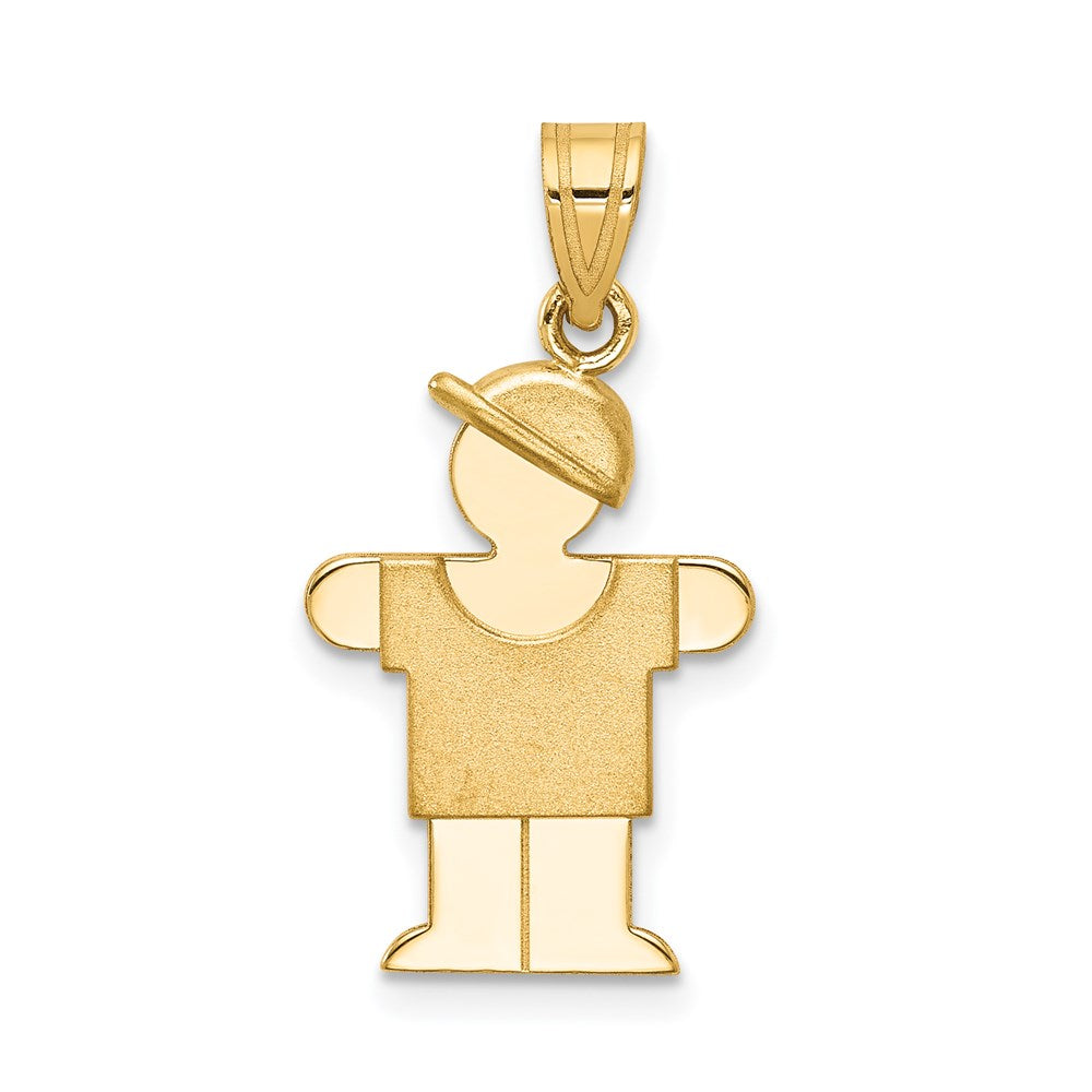 14k The Kids Solid Engravable Small Boy with Hat on Right Hugs Charm, 25 x 15 mm