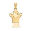 14k The Kids Solid Engravable Small Boy with Hat on Right Love Charm, 25 x 15 mm