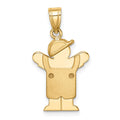 14k The Kids Solid Engravable Small Boy in Overalls with Hat on Left Love Charm, 26 x 15 mm