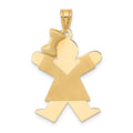 14k The Kids Solid Engravable Medium Girl with Bow on Left Joy Charm, 30 x 20 mm