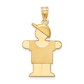 14k The Kids Solid Engravable Medium Boy with Hat on Right Hugs Charm, 31 x 18 mm