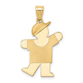 14k The Kids Solid Engravable Medium Boy with Hat on Left Kiss Charm, 30 x 18 mm