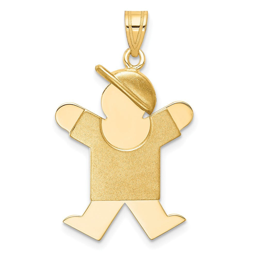 14k The Kids Solid Engravable Medium Boy with Hat on Right Joy Charm, 30 x 20 mm