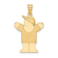 14k The Kids Solid Engravable Medium Boy with Hat on Right Love Charm, 30 x 20 mm