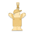 14k The Kids Solid Engravable Medium Boy in Overalls with Hat on Left Love Charm, 30 x 20 mm