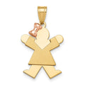 14k Two-tone The Kids Small Girl with Bow on Left Engravable Joy Charm, 25 x 15 mm, 1.52 g