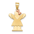 14k Two-tone The Kids Small Girl with Ruffles and Bow on Right Engravable Love Charm, 25 x 15 mm