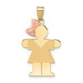 14k Two-tone The Kids Medium Girl with Bow on Left Engravable Hugs Charm, 30 x 18 mm