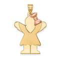 14k Two-tone The Kids Medium Girl with Ruffles and Bow on Right Engravable Love Charm, 30 x 20 mm, 2.46 g