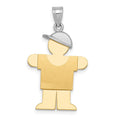 14k Two-tone The Kids Medium Boy with Hat on Right Engravable Hugs Charm, 30 x 18 mm