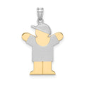 14k Two-tone The Kids Small Boy with Hat on Right Engravable Love Charm, 25 x 15 mm