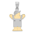 14k Two-tone The Kids Small Boy with Hat on Left Engravable Love Charm, 25 x 15 mm