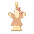 14k Two-tone The Kids Medium Girl with Ruffles and Bow on Right Engravable Love Charm, 30 x 20 mm, 2.43 g