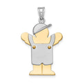 14k Two-tone The Kids Medium Boy with Hat on Left Engravable Love Charm, 30 x 20 mm