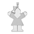 14k White Gold The Kids Large Girl with Ruffles and Bow on Left Engravable Love Charm, 35 x 23 mm