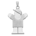 14k White Gold The Kids Large Boy with Hat on Right Engravable Love Charm, 35 x 23 mm