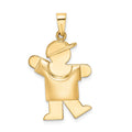 14k The Kids Puffed Boy with Hat on Left Engravable Kiss Charm, 30 x 20 mm